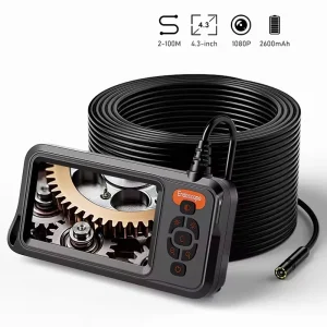 T67 Industrial Endoscope 4.3” Screen Car Pipe Sewer Inspection Borescope 8MM Lens 2M Cable Waterproof Snake Plumbing Camera