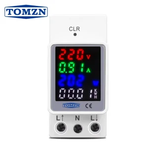 TOMZN 4IN1 Din Rail AC 110V 220V 100A Voltage Current KWH Electric Energy Monitor Meter VOLT AMP Voltmeter Ammeter Wattmeter