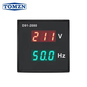 TOMZN Digital AC Voltmeter Frequency Meter 40 300V 45 65Hz LED Dual Display High Precision Voltage Hz Monitor Small Size