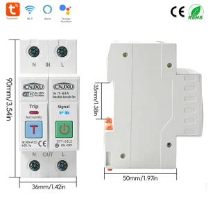 TUYA 1 63A Disjoncteur Intelligent Avec Wifi with Metering Voltage Current Leakage Protection Relay Cut Off L+N 110V 230V