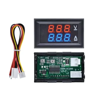 TZT DC 0 100V 10A Digital Voltmeter Ammeter Dual Display Voltage Detector Current Meter Panel Amp Volt Gauge 0.28″ Red Blue LED