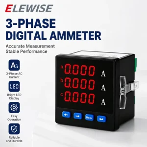 Three Phase Power Meter (1.0%+3) Accuracy 0 9999.9 kWh Current Voltage Power Measurement Interface LCD Display