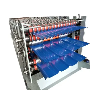 Three layer Metal Corrugated Iron IBR Trapezoidal Roof Panel Roofing Tile Manufacturing Machine Cold Rolling Forming Machine