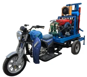Three wheeled Vehicle mounted Water Well Drilling Rig 100m 180m Deep 25HP Hydraulic Borehole Water Well Drilling Machine
