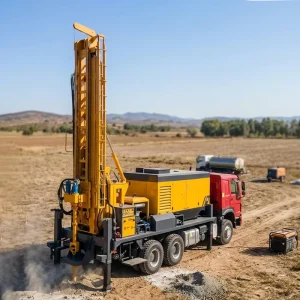 Truck Mounted Borehole Drilling Machine 300 500meters Water Well Borehole Rig with Air Compressor Water Well Drill Rig