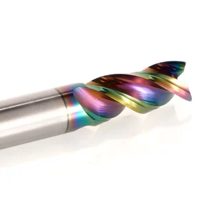 Tungsten Carbide 3 Flute Rainbow Coated End Mill CNC Machining Cutter for Aluminum Alloy Non ferrous Metal