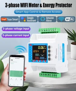 Tuya 3 Phase 100A 500A 1000A WIFI Smart Energy Meter Bidirectional Voltage Protector Relay Switch for Smart Life