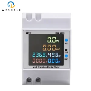 Tuya WiFi DIN Rail Single Phase Bidirectional PV Meter Mobile Phone Control Overvoltage Protect Volt Power Monitor