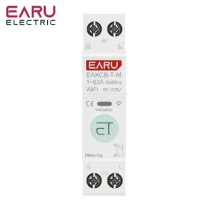 Tuya WiFi Smart Circuit Breaker Timer 1P+N 1-63A Adjustable Power Energy Voltage Current Meters Protector Voice Remote EAKCB-T-M