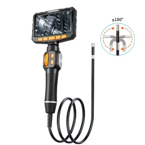 Two-Way Articulating Borescope 360 Degree 5inch IPS Screen Handheld Waterproof Industrial Video Endoscope Camera 1080P 8 LED
