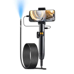 Two Way Articulating Borescope HD Digital Handheld IP67 Waterproof Snake 6 LED Lights 80 Field View Industrial Endoscope