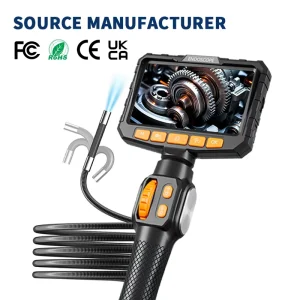 Two Way Steering Articulating Video Illuminated Borescope Camera Sewer Pipe HD 5″ IPS 360 Industrial Video Endoscope IP67 4 Hour