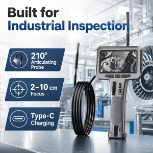 Type C Articulating Borescope Camera 3.9mm Industrial Endoscope Inspection Tool for Mechanical Repair Field Service Jobs