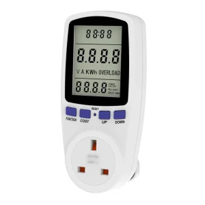 UK Single Phase LCD Display Smart Socket Power Meter Energy Metering Billing Function (1.0% + 3) Accuracy 13A Max Current