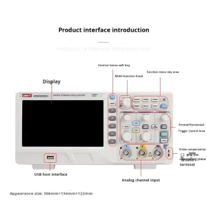 UNI T UTD2102CEX+ Portable Oscilloscope Dual Channel 200Mhz 1G Sample Rate High Voltage Probe USB PC LCD Digital Osciloscopio