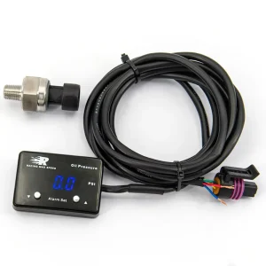 Universal Blue Sensor Digital Oil Pressure Gauge with 1/8 NPT Sensor and High Pressure Alarm up to 16 Bar