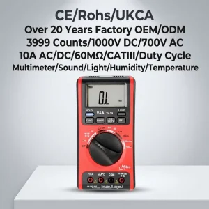 VA19 Digital Environment LCD Multimeter 5 in 1 Illuminometer Sound Level Frequency Temperature Humidity Voltage Tester CAT III