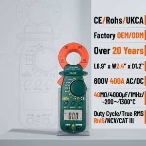 VA333 Mini Digital Clamp Meter 400A AC DC True RMS Auto Range Multimeter Diode DC Current Measurement NCV Tester Capacitance
