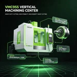 VMC955 High Efficiency GSK CNC Vertical Milling Machine BT40 Spindle Single Design for Automatic Metal Parts Hardware Processing