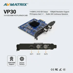VP30 3-CH SDI HDMI PCIE Playback Card 1080p60 Ultra-low Latency for Live Streaming VMix OBS Broadcast