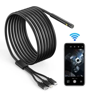 W300 3in1 Industrial Endoscope IP67 Waterproof Inspection 1080P HD Camera with 6 LED Light Compatible for Android iPhone iPad