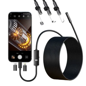 W401 Dual 1m Portable Industrial USB Endoscope Camera 8 LEDS Sewer Pipe Repair Inspect Borescope for Mobile Android