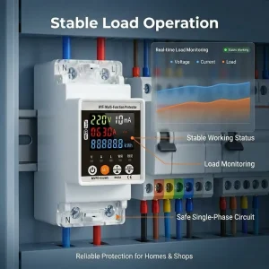 WiFi TUYA Automatic Protector Circuit Breaker 220VAC 63A Single Phase Reclosing Switch Voltage Current Leakage Protective