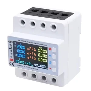 WiFi Tuya Three Phase 80A Smart Bidirectional Power Monitoring Meter with Over Under Voltage Protection Relay Timer Switch