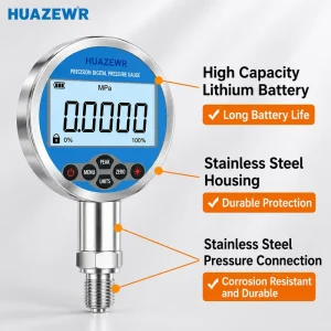 Wide Range Digital Calibration Pressure Gauge, 0.5%FS Accuracy, -1bar to 1000bar, OEM Support