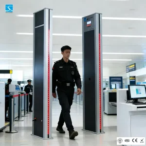 XLD H Dark Grey ABS Cylindrical 5 Zones Portable Single Stand Security Industrial Walk Through Metal Detector