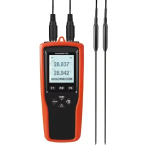 YET-720L Digital Thermometer Dual PT100/PT1000 Probes 2 Channels LCD Display Battery Powered Data Recording Function Plastic OEM