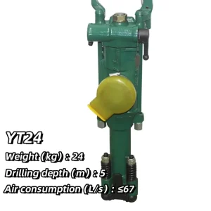 YT24 Gasoline Powered Jack Hammer Handheld Concrete Breaking Rig Mining Rock Stone Drilling Machine Air Leg Coal