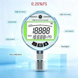 Yunzhong HG 806XB 0.1~100Mpa LCD Display Differential Hydraulic Pressure Gauge 60mm 100mm Dial M20*1.5 0.25% 3 Year Warranty