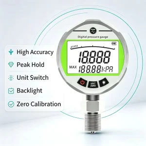 Yunzhong HG 806XB 0.1~100Mpa LCD Display Differential Hydraulic Pressure Gauge 60mm 100mm Dial M20*1.5 0.5% 3 Year Warranty
