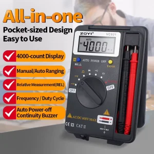 ZOYI VC921 Handheld Pocket Digital Multimeter 3 3/4 Inch 4 Digit Display Capacitance Resistance Frequency Tester 600V Auto Power