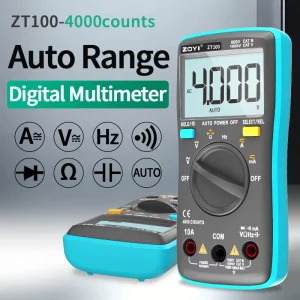 ZOYI ZT-100 4000 Counts 4 Digits Auto Power Multifunction Power Meter LCD Display Multimeter High Voltage OEM Storage Dimensions