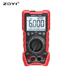 ZOYI ZT980 Digital Multimeter 6000 Count 4-Digit Display Auto/Manual Range Diode Temperature Testing 3V AA Battery 750V AC/1000V
