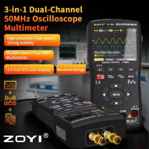ZT-706S Handheld Digital Oscilloscope 2-Channel 50MHz 12-Bit 280MSa/s Rechargeable Portable for Field Maintenance