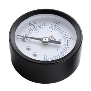 ZX-8-4 Industrial Back-Connection Pressure Gauge, 0-145 PSI, 0-10 Bar, Dual Scale, Black Metal, Pneumatic and Hydraulic