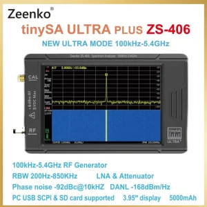 Zeenko ZS-406 Handheld TinySA ULTRA PLUS Spectrum Analyzer 100k-5.4GHz Portable RF Signal Generator 4″ Display Type-C 5000mAh