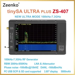 Zeenko ZS-407 Handheld TinySA ULTRA PLUS Spectrum Analyzer 4″ Display 5000mAh Battery 100K-7.3GHz Portable Signal Generator